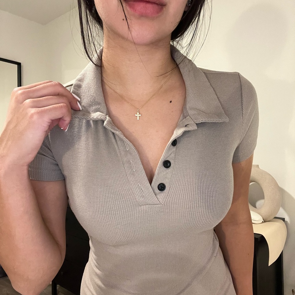 Tan collared dress